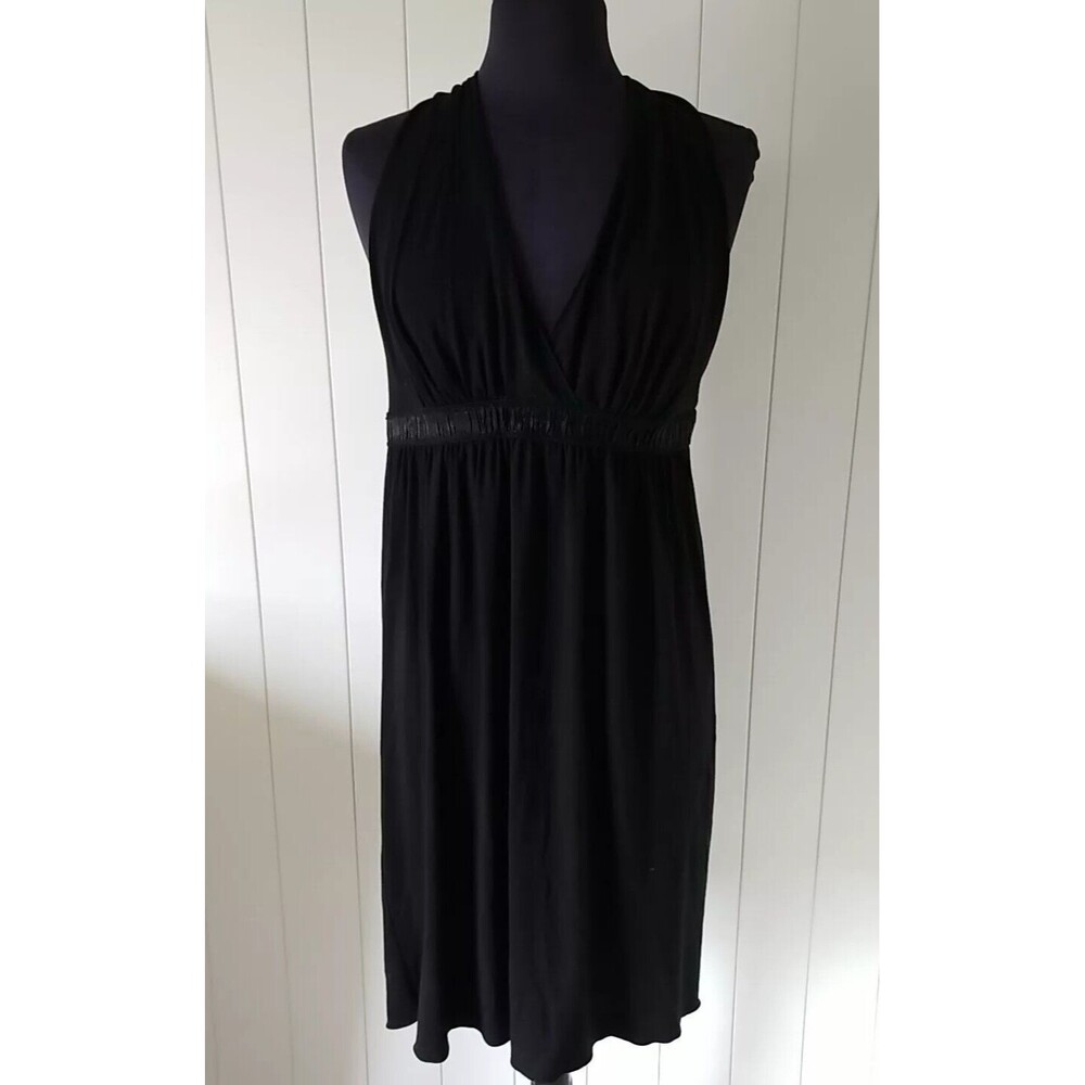 Womens Halter Dress Studio M Size Large Black Sleeveless Stretch Y2K